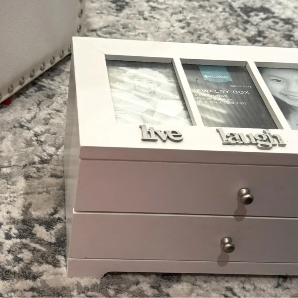 White Wooden VINTAGE (2010) Live, Love, Laugh Jewelry Box